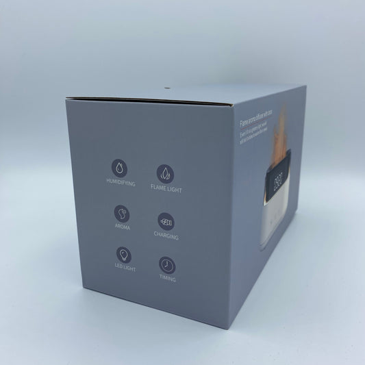 Diffuseur d'Arômes - Effet de Flamme et Horloge LED