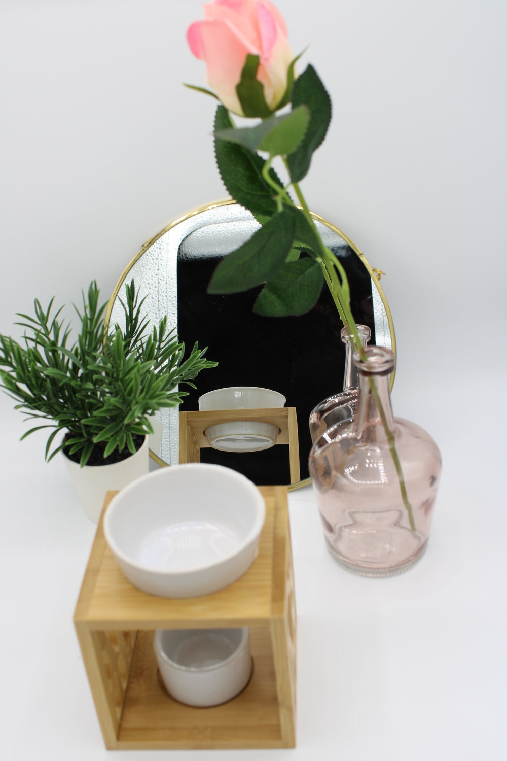 Ceramic Essential Oil Burner with Wooden Frame