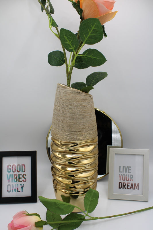 Vase rond moderne "or/crème"