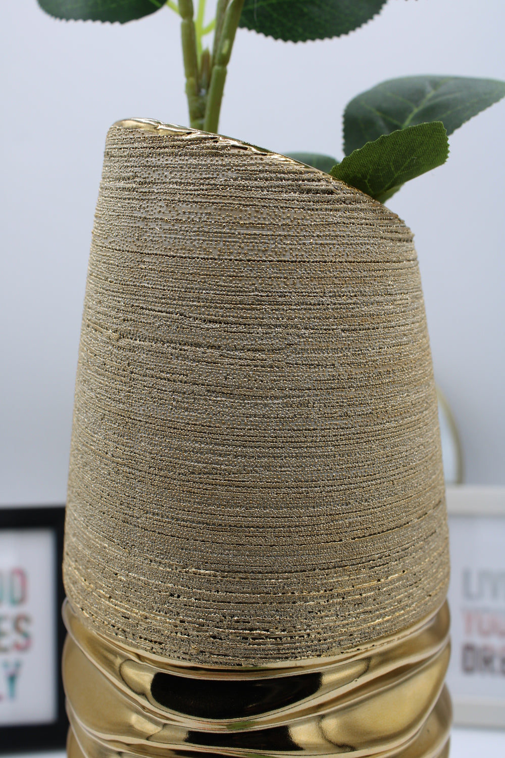 Vase rond moderne "or/crème"